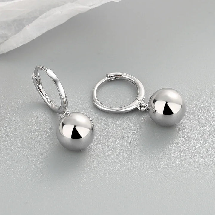 Ball Pendant Drop Earrings Silver Color