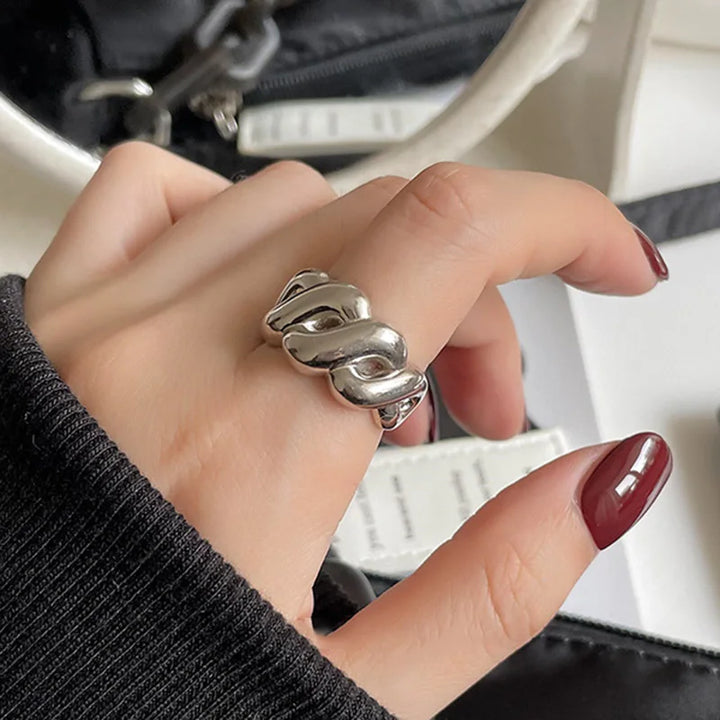 Bamboo Joint Geometric Ring Style A resizable