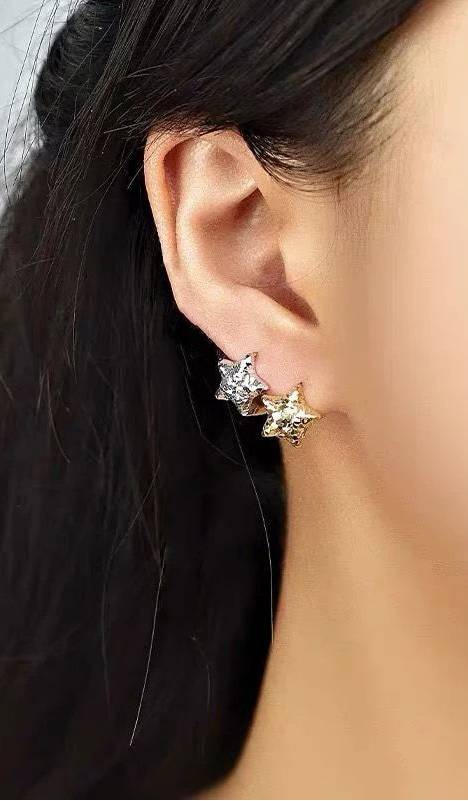 Bicolor Star Hoop Earrings