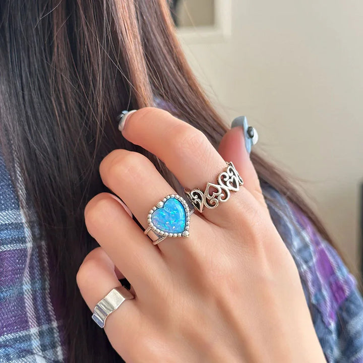 Blue Heart Elegant Ring