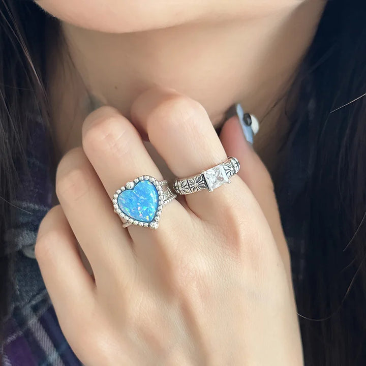 Blue Heart Elegant Ring