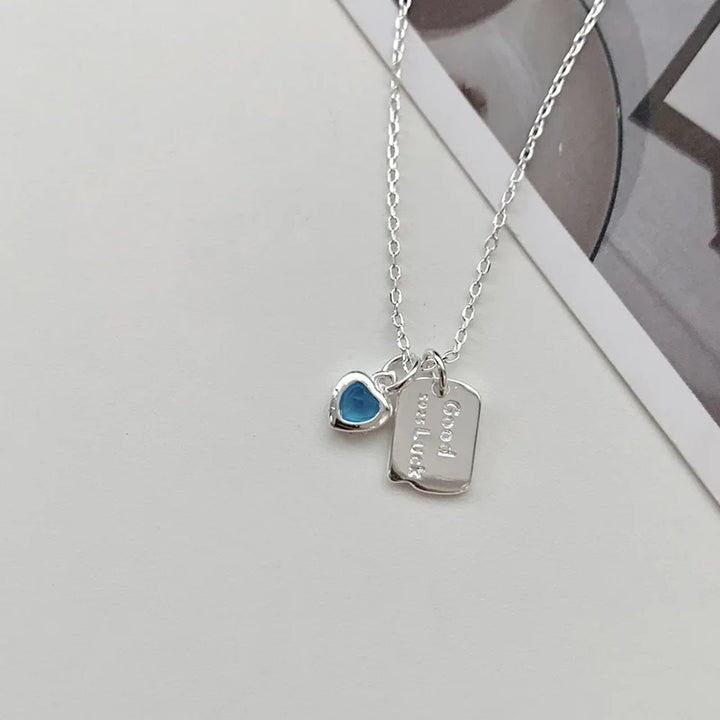 Blue Heart Zircon Good Luck Necklace Necklace