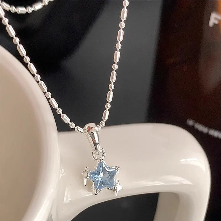 Blue Star Zircon Pendant Necklace Necklace