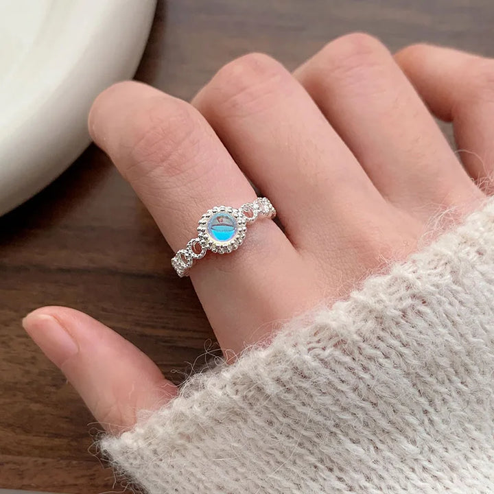 Blue Stone Grid Rings