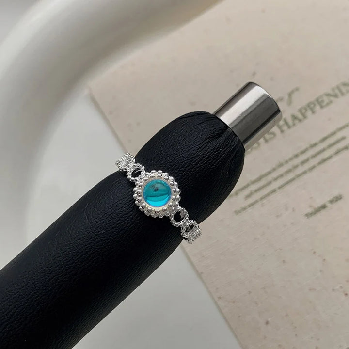 Blue Stone Grid Rings Style B resizable