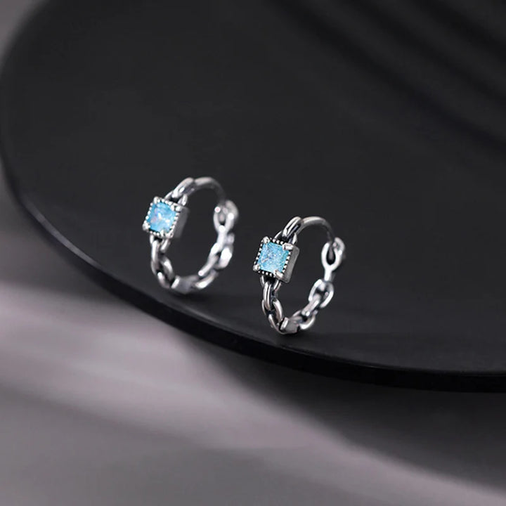 Blue Zircon Hoop Earrings Earrings