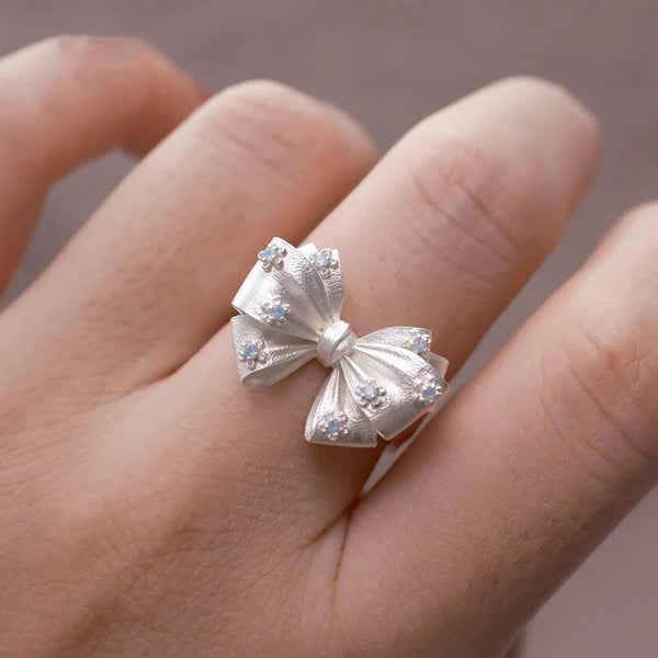 Bowknot Blue Zircon Ring