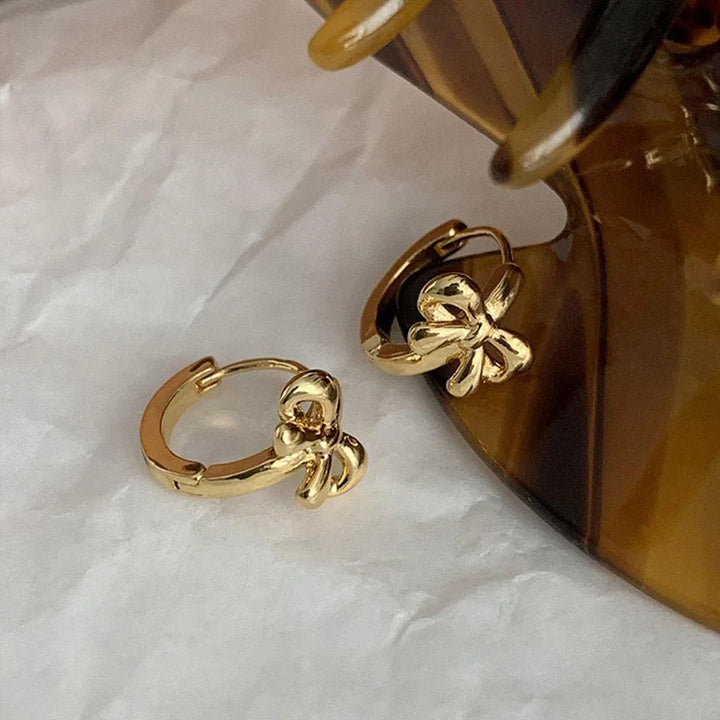 Bowknot Hoop Earrings Gold Color