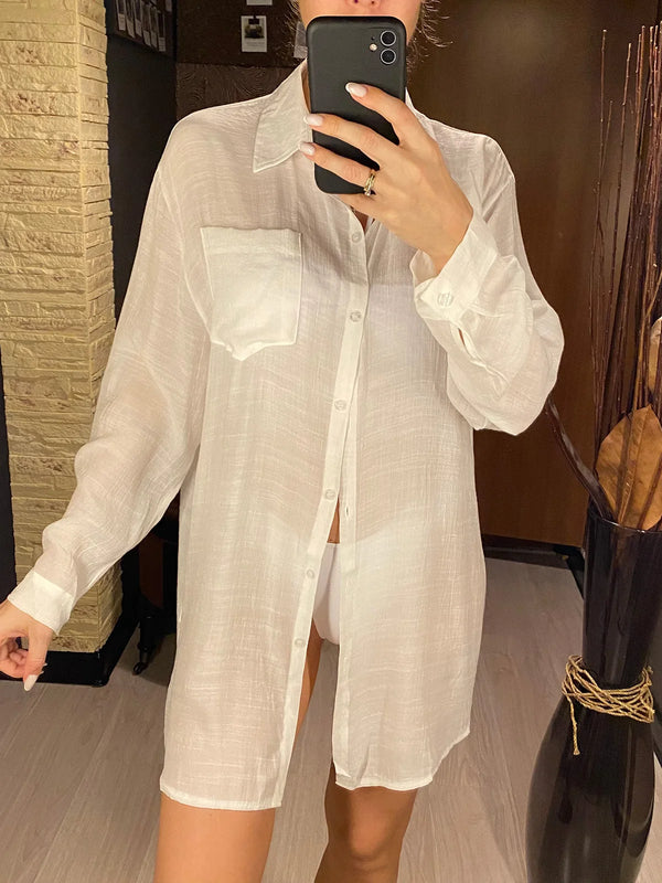 Button Tunic Beach Cover Up