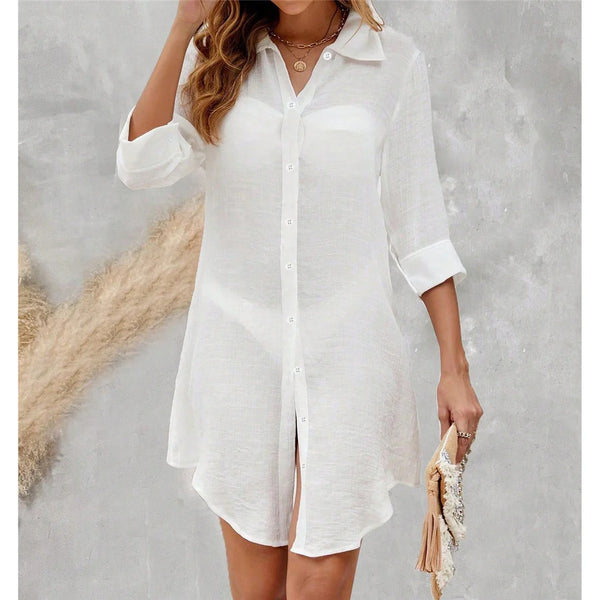 Button Up Chiffon Beach Cover Up