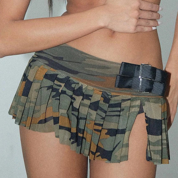 Camouflage Buckle Skirt