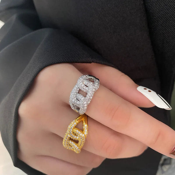 Chained Zircon Ring-Cargo Chic
