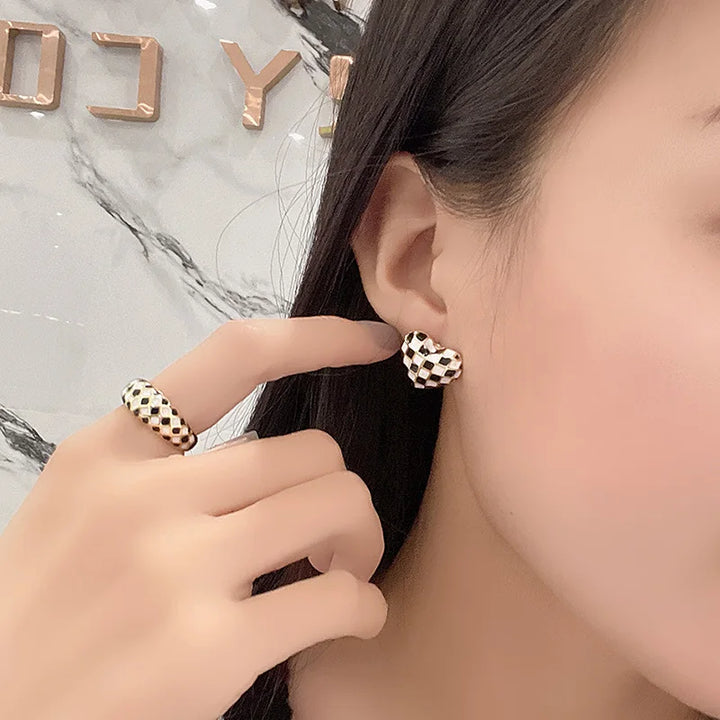 Checker Heart Earrings
