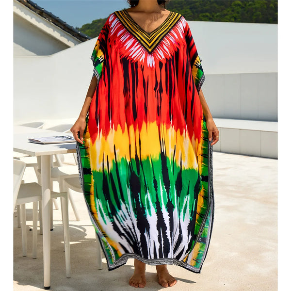 Colorful Short Sleeve Cover Up