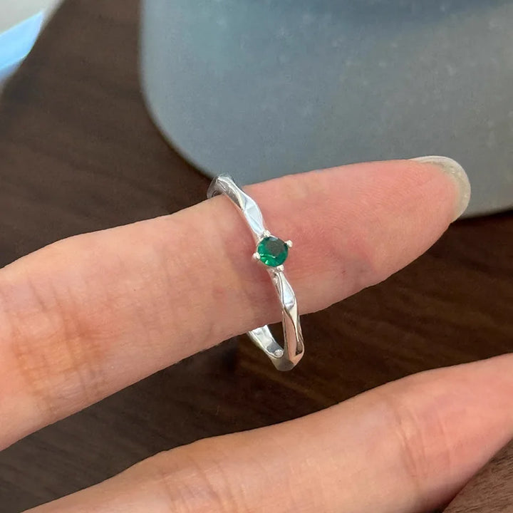 Colorful Zircon Thin Ring Style C resizable