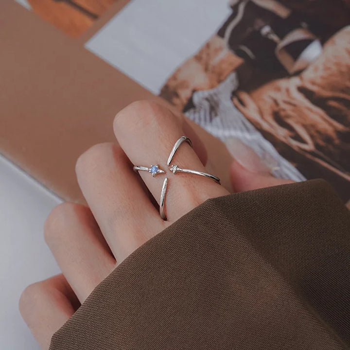 Crossed Lines Zircon Ring Style B resizable