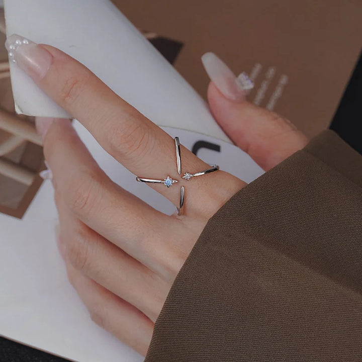 Crossed Lines Zircon Ring