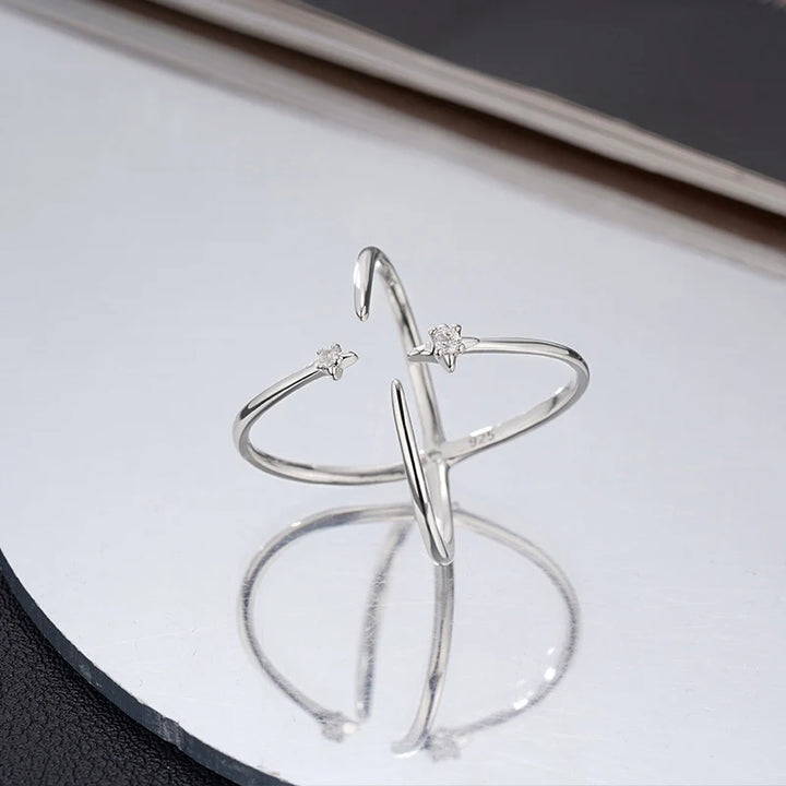 Crossed Lines Zircon Ring