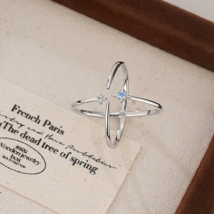 Crossed Lines Zircon Ring