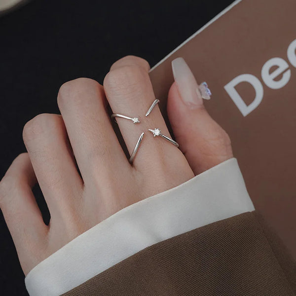 Crossed Lines Zircon Ring