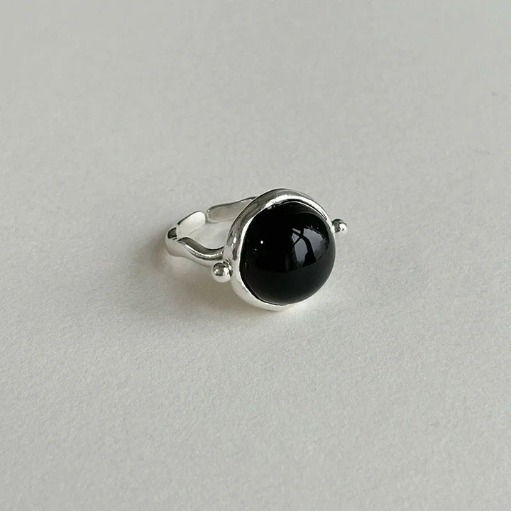 Crystal Vintage Rings Black Stone resizable