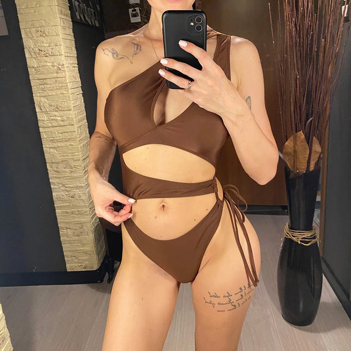 Cut Out Asymmetric Swimsuit