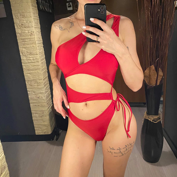 Cut Out Asymmetric Swimsuit