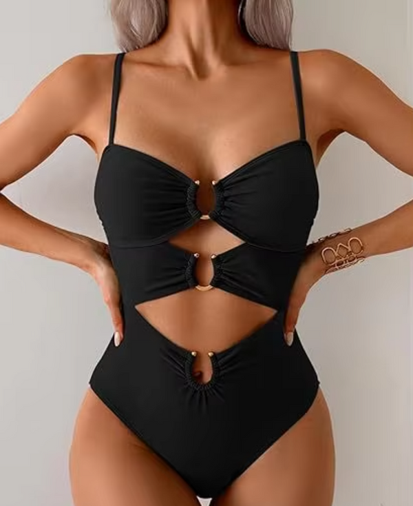 Cut Out Metal Rings Swimsuit