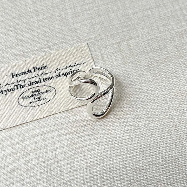 Dual Irregular Hollow Ring Ring resizable