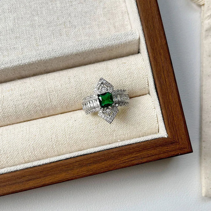 Elegant Colorful Zircon Ring Style A resizable