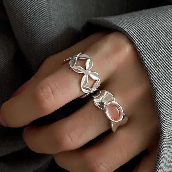 Elegant Flower Pearl Rings