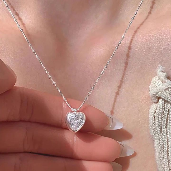 Elegant Heart Zircon Chain Necklace