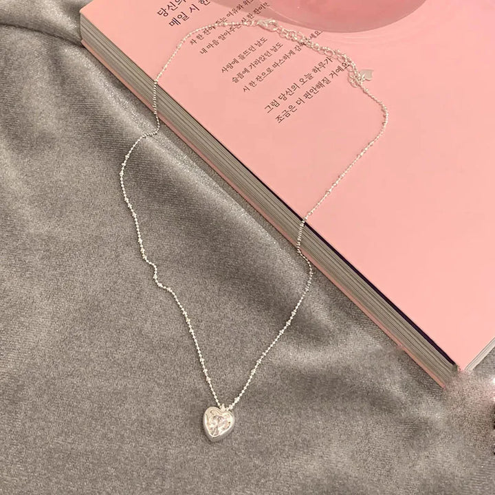 Elegant Heart Zircon Chain Necklace White Zircon
