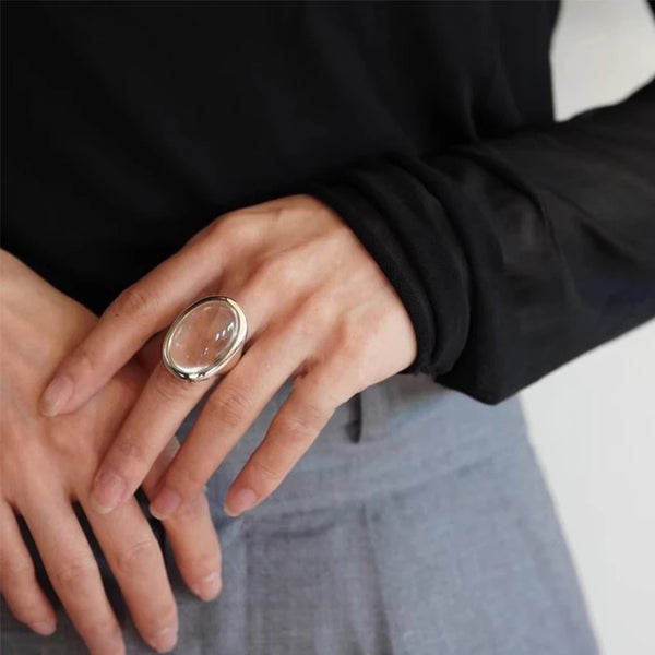 Ellipse Crystal Stone Ring