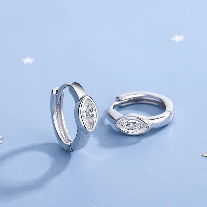 Ellipse Zircon Hoop Earrings Style A