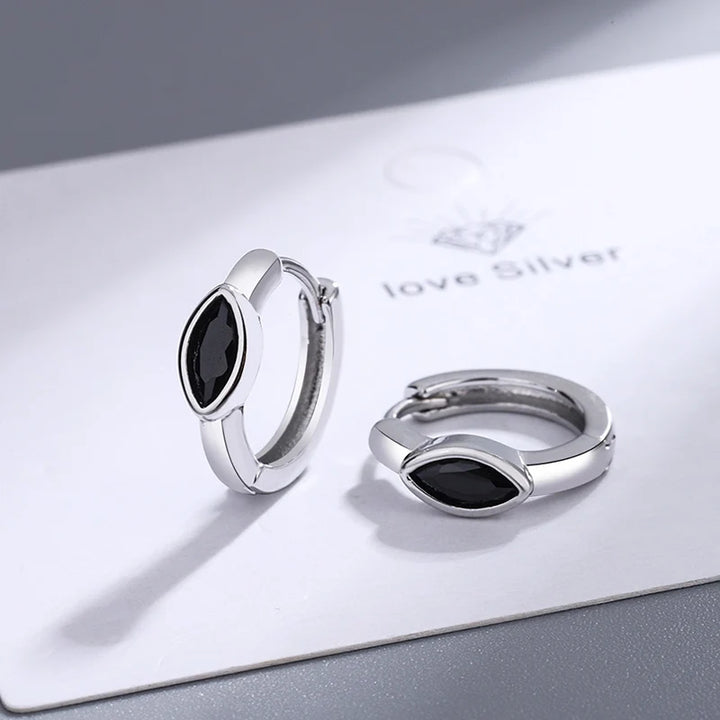 Ellipse Zircon Hoop Earrings Style B