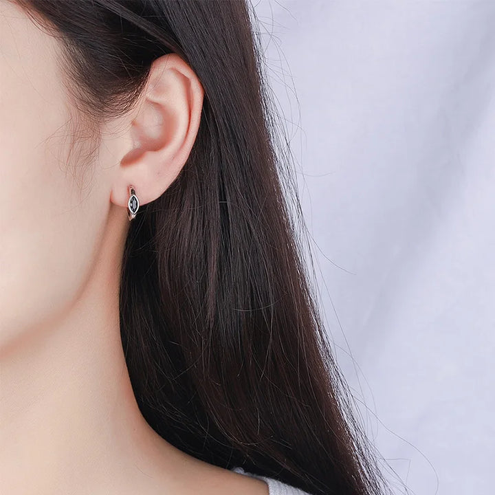 Ellipse Zircon Hoop Earrings