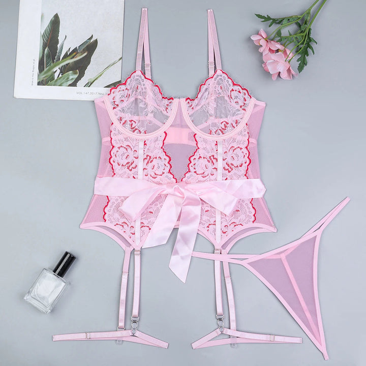 Floral Bow Knot Lingerie-Cargo Chic