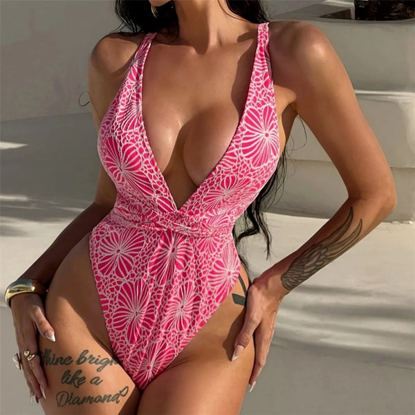 Floral Printed V Swimsuit