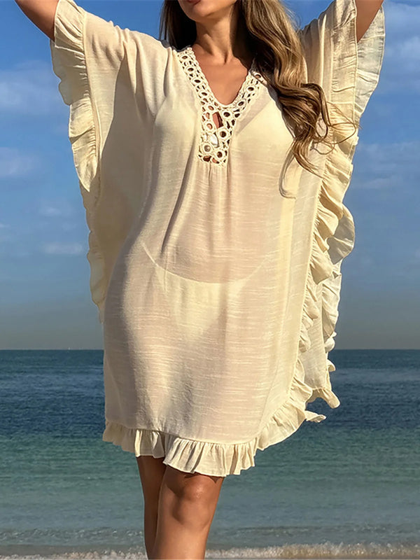 Fringe V Neck Tunic Cover Up