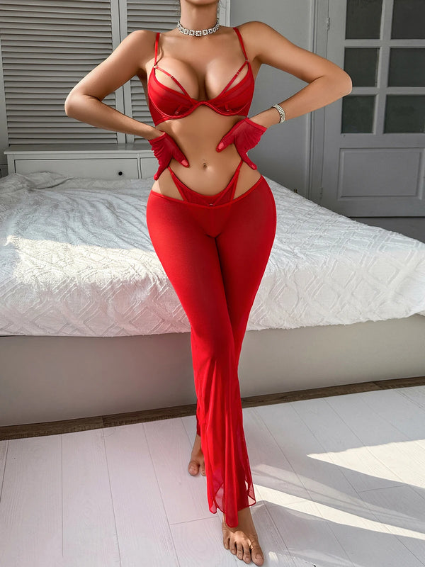 Full Bandage Mesh Lingerie Set