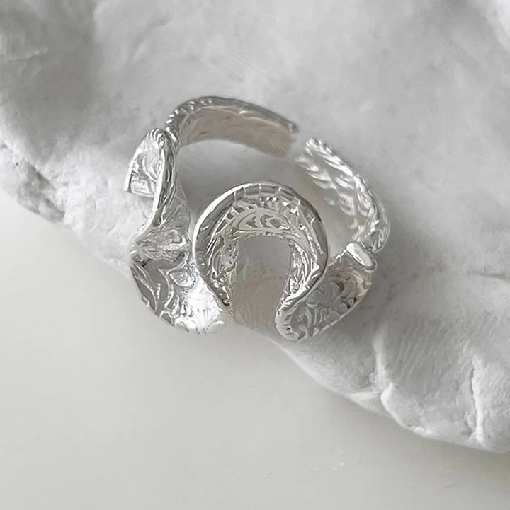Geometric Wave Ring Silver resizable