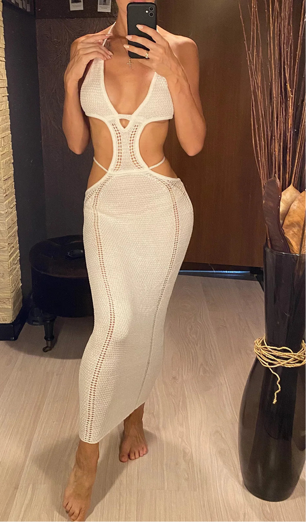 Halter Cut Out Long Crochet