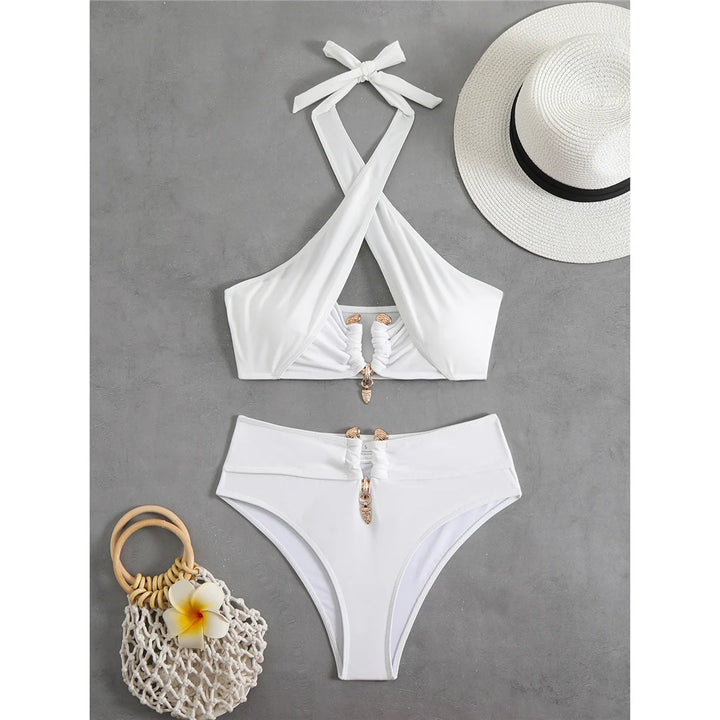 Halter Cut Out Scrunch Bikini