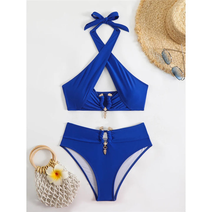 Halter Cut Out Scrunch Bikini