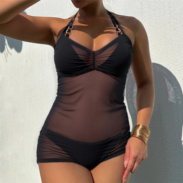 Halter Metal Rings Cover Bikini
