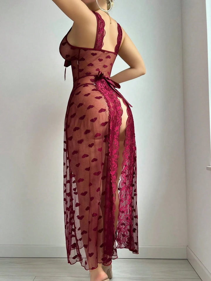 Heart Print Gown Lingerie