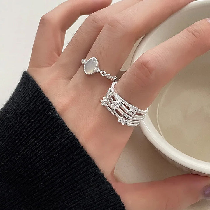 Inlaid Zircon Multilayer Rings