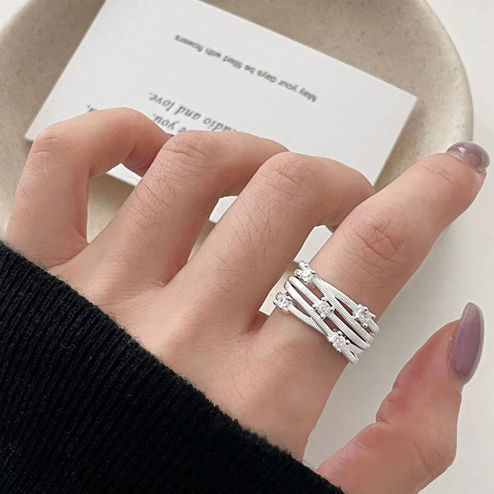 Inlaid Zircon Multilayer Rings Style B resizable