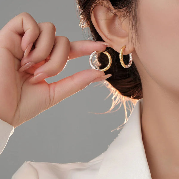Irregular Bicolor Hoop Earrings